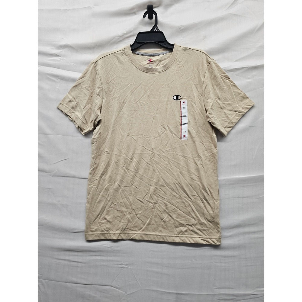 Champion Mens Iconic Small C Tee Cream Cotton Blend Casual Size XS